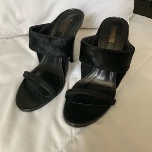Black leather sandals/heels. Brand New